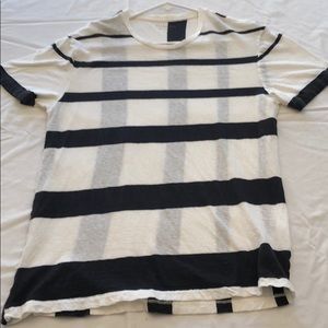 White and black stripe All Saints T-shirt